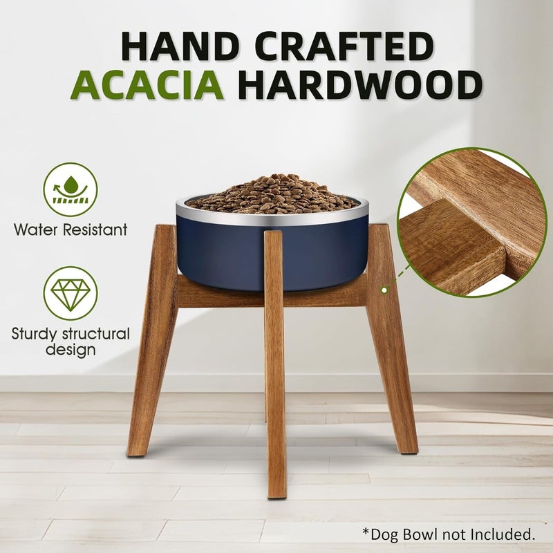 RAINBLELAND Solid Acacia Hardwood Elevated Dog Bowl Stand, Raised Feeder for Medium & Large Dogs, Fits up to 9″ Bowls, Improves Posture and Reduces Neck Strain, Stand Only - Image 2